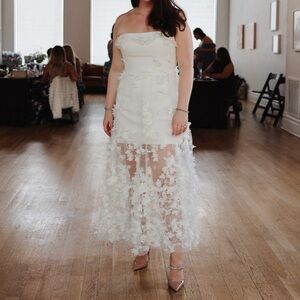 Helsi Audrey Square-Neck Floral Appliqué Sheer Midi Dress (Anthropologie)